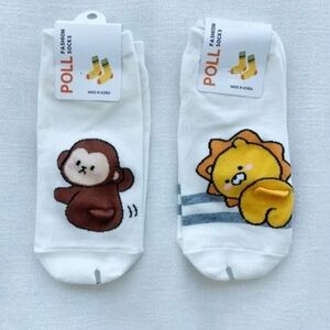 One Size Cute Monkey OR Lion Butt Animal Cartoon Socks (Made in Korea)